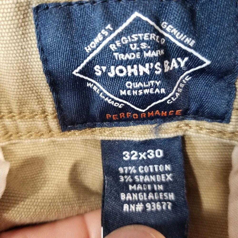 St John's Bay cargo pants men's 32x29 regular fit straight Brown stretch Flex
